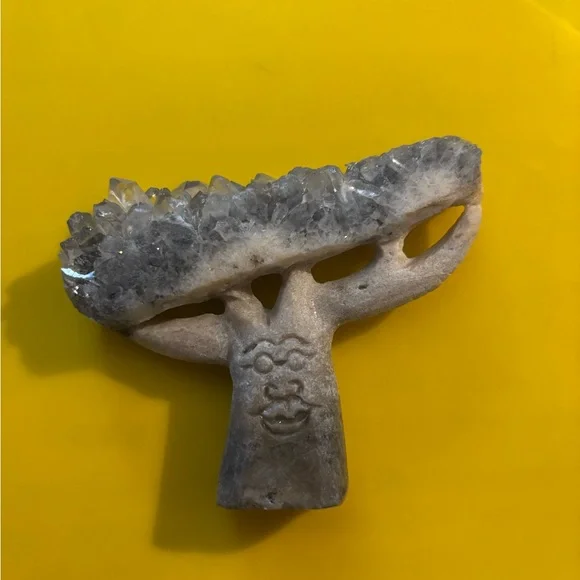 Smokey Clear Quartz Crystal Tree Smiling Face with Glasses!